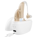 Apparecchi acustici per anziani con perdita dell'udito, Amplificatori acustici ricaricabili con cancellazione del rumore e controllo del volume per adulti donne uomini, Behind-The-Ear Hearing Aid
