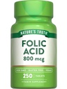 Acido Folico della Verità della Natura | 800 mcg | 250 compresse | Vegan, Non OGM & Gluten Supplemento gratuito