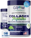 Peptidi di collagene Polvere 20g con acido ialuronico & biotina - Polvere di collagene di erba non aromatizzata con integratori di collagene di tipo I & III idrolizzato - Hair, Nail, Skin & Joint Support - 56 Servings