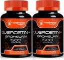 Quercetina con Integratore Bromelain - 1500mg - Supporto Immune e capsule per la salute del cuore per gli uomini e le donne, Integratori di quercetina aiuta a sostenere il sistema comune e respiratorio sano - 120 Conte (2 Pack)