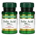 Acido Folico Bounty della natura 800 mcg Supplemento di vitamina Massima resistenza - 250 compresse, Confezione da 2