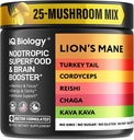Kava Kava Root Cordyceps Lions Mane Reishi Mushroom Supplemento, Nootropic Mushrooms Capsule Kava Kava Extract, Mushroom Vitamins for Women, Ashwagandha, Magnesium - 60 Caps (1 Confezione)