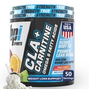 BPI Sports CLA+Carnitina – CLA L Carnitina & Linoleic Acid – L Carnitina Supplemento per la perdita di peso, Metabolismo & Magra muscolare – Caffeina Free – Fruit Punch – 50 Serve – 12.34 oz