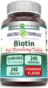 Incredibile Formulas Biotin 10.000 Mcg | Tavole dissolve veloci | Non OGM | Gluten Free Supplement | Made in USA (Strawberry | 240 Count)