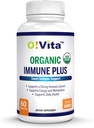Organic Immune Plus, 7-in-1 USDA Certified Organic Immunity Booster, con 300mg Elderberry, Oregano Leaf Powder, Moringa Leaf Powder (60 Non OGM, Herbal Tablets)