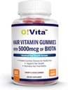 Capelli Vitamine Gummies con 5000mcg di Biotina, forte e sano supplemento di capelli, promuove la crescita più veloce dei capelli per le donne e gli uomini (60 non OGM Gummies)