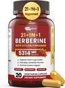 21-in-1 Berberina Supplemento con Ceylon Cinnamon - 1500mg Organic Berberine HCL Phytosome, 5X Assorbimento Superiore per il supporto Metabolismo 20 capsule