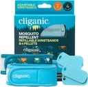 Cliganic Mosquito Repellent Pack (2 braccialetti + 4 pellet di ricarica) - Regolabile, naturale DEET-Free, olio essenziale infuso