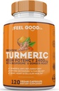 La sensazione buona curcuma 2400mg 95% curcuminoidi con BioPerine | Supplemento currico per il cervello e supporto misto | 120 capsule vegane