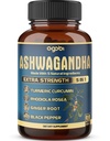 Estratto di Ashwagandha - Grande resistenza - 5in1 Ginger Blended, Turmeric, Rhodiola Rosea & Black Pepper - 90 capsule per 3 mesi - Forza, Spirito e supporto immunitario