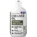 Pure Cod olio di fegato per cani - 8 oz - Contiene Omega 3, Omega 6, vitamina A e vitamina D per ridurre il prurito e promuovere pelle e cappotto, cuore, giunto e salute immunitaria