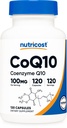 Nutricost CoQ10 100mg, 120 Capsule Vegetariani, 120 Serve - Alta Assorbimento, Vegetariano, Non OGM, Coenzima Q10