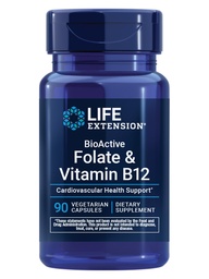 BioActive Folate & Vitamina B12, promuove il cuore, la salute del tratto di cervello & GI, non OGM, senza glutine, vegetariano, 90 capsule