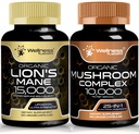 WELLNESS LABSRX Lions Mane Supplemento capsule e capsule di funghi | Bundle