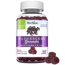 HERBION Elderberry Gummies con Vitamina C & Zinc - Supporto sano del sistema immunitario - Gluten-Free & Gelatin-Free - 60 Gummies per adulti e bambini 4 anni &amp; superiore - Made in USA, 60 conte (Pack of 1)