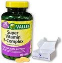 Super Vitamina B Complex Spring Valley- Compresse 250 Conte di miscela di B6 B12 C tiamina biotina folato acido pantotenico e riboflavina, Boxed by Fusion Shop Store