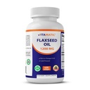 Vitamatic Flaxseed Oil 1200 mg – 120 Softgels Olio Flaxseed a freddo con 675 mg ALA Omega-3 – Supporta la salute del cuore &amp; benessere generale