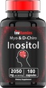 tnvitamins Inositol: 2,050mg - 180 capsule | capsule di polvere di inositolo per le donne & uomini | 40:1 Ratio di Myo-Inositol a D-Chiro Inositol | Made in the USA!