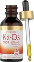 Carlyle Vitamin D3 K2 Drops | 2 Fl Oz | MK-7 Supplemento | Vegetariano, Non OGM, Gluten e Soy Formula gratuita