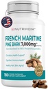 Estratto di corteccia di pino marittimo francese 7000mg con 95% Proanthocyanidins per la circolazione, salute del cuore, pelle, supporto cognitivo - 20:1 Ratio & 180 Veggie Capsules - Non-GMO, senza glutine, Vegan-Friendly