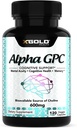 Alpha GPC Choline 600mg, 99% Pure Nootropic Supplement, 120 Veggie Capsule, Enhancer cognitivo per la Memoria, Salute del cervello & Focus