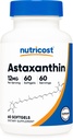Nutricost Astaxanthin 12mg, 60 Softgels - Non OGM e Gluten Free (2 mesi di fornitura)