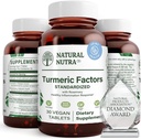 Curcuminoidi naturali Nutra curcumina con 95% Curcuminoidi Estratto supplemento con rosmarino per la salute del cervello, migliora la memoria e migliora la concentrazione, migliora la digestione 350 mg, 30 compresse vegane