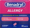 Benadryl Ultratabs Antistamina Allergy Medicine, Difenidramina HCl compresse, 48 ct