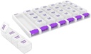 EZY DOSE Settimanale (7 giorno) 4 volte al giorno Push Button Pill Organizer e Vitamin Planner, Rimovibili Daily Pillboxs, Viola, Chiavi, Piccolo