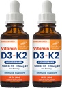 Sandhu's Vitamin D3 K2 Gocce per adulti | 5000 IU D3 Liquido, 120mcg K2 Supplemento 1 Fl Oz (Pacchetto di 2) Supporto D3K2 Assorbimento Superiore, Energia, Immune, Salute Muscolare per Uomini e Donne