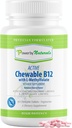 Power By Naturals Active Chewable Methylated B12 con L-Methyl Folate Supplemento per le donne e gli uomini, Cherry Flavor, 60 compresse