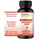 SHIFAA NUTRITION Energize, Vitamine Natural Daily Energy | Jitter-Free, 60 Serve | Supporti Focus, Mood, Cervello, Metabolismo | w/Caffeine & Taurine, B1, B2, B5, B6, B7, B9, B12 Vitamine Halal