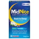 MidNite Back to Sleep Low Dose, 1.5 mg Melatonin Sleep Aid, Non-Habit Forming, Integratore dietetico per Adulti, Senza Droga, Senza Glutine, Senza Lattosio, Vegetariano, Vegan, 30 compresse di Melt Rapide