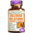 Melatonina 3mg Sleep Aid con L-Theanine & Valerian Root – Curcumina curcuma curcumina supplemento con Ginger & Black Pepper – Integratore curcumico organico per il sonno, la calma e lo stress supporto sollievo – 60 capsule