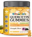 Quercetina con Bromelain Gummies per Bambini & Adulti - Immune & Seasonal Wellness Support, 800mg Quercetin Gummies con Bromelain, Zinco, Elderberry, Vitamina C & D3 - Sugar Free, Ananas Flavor, 60 Ct
