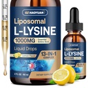 L-lysine L-lysine 1000MG Gocce liquide, 13-in-1 Integratori di lisina – Monolaurina, Estratto di foglie di oliva con vitamina C, B6, D3, B12 & Zinc per collagene, labbro, pelle e supporto immunitario per bambini e adulti, 2oz