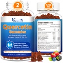 2 Pack Quercetin con Bromelain Gummies, Quercetin con vitamina C Zinc & Elderberry per Immune System & Allergy, Chewable & Vegan Gummies, Mixed Berry Flavor 120 Cts