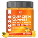 Zucchero gratuito Quercetina con Bromelain Gummies per bambini e adulti - Immune, Antiossidante, Supporto Stagionale, 1000mg Quercetin Supplementi con Bromelain, Zinco, Elderberry, Vitamina C D3 E, Vegan, 60 Conte