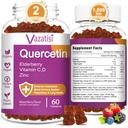 Quercetin Gummies, Quercetin con vitamina C Zinco, Bromelain, Elderberry e Vitamina D, Supporto Immune Adulti Bambini, Donne Uomini 120 Gummie Chewable