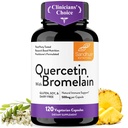 Quercetina con Bromelain Integratore Vegetariano Capsule | 120 Count (1000mg Per Serving 2400 GDU/g) | Supporta il sistema immunitario sano, aiuta con supporto allergia stagionale | Antiossidante ad alto assorbimento