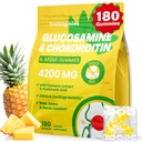Glucosamina Chondroitin Gummies, 4200mg Extra Strength Joint Supplements Glucosamine Chondroitin con MSM & Elderberry per Joint Health, Flessibilità, Supporto Immune per Adulti, Uomini & Donne, 180 Conte