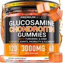 Glucosamina Chondroitin Gummies per il supporto congiunto – 120 Glucosamine Gummies Extra Forza 3000mg con MSM, Turmerico, Calcio, Vitamina D3 – Supplemento per adulti vegani senza zucchero – Flessibilità & Mobility