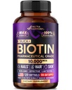 Biotina 10000mcg con Silicio - Integratore farmaceutico di Biotina di Grado per le Donne - Supporto per la Crescita dei Capelli, Pelle & Nails - Max Strength & 100% Biodisponibilità - Made in USA - 120 Softgels, 120 giorni di fornitura