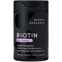 Sport Research® Biotin 2.500mcg con olio di cocco biologico - Biotina (Vitamina B7) per la pelle sana e il supporto capelli* - per le donne e gli uomini - Vegan, Non OGM, Gluten & Soy-Free - 120 Veggie Softgels