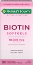 Bounty Biotin 10000mcg Supplemento, Supporta capelli sani, pelle e unghie, Soluzioni ottimali Vitamina capelli con biotina, 90 Softgel liquidi a rilascio rapido