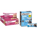 Quest Protein Bars Bundle - Bianco Cioccolato Raspberry 12 Conte & Cookies 'N Cream Mini 14 Conte
