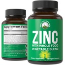 Integratore di zinco vegano con vitamina C + miscela alimentare completa di 25 verdure e frutta per l'assorbimento massimo. Integratori di zinco 30mg capsule, pillole, compresse, vitamine per adulti sia uomini che donne