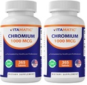 Vitamatic Chromium 1000 mcg | 365 Compresse | High Potency Chromium Picolinate | Non OGM, Gluten Free (Pacchetto di 2)