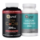 Qunol CoQ10 200mg Softgels, Ultra High Absorption Coenzyme Q10 Supplementi - 2 mesi di alimentazione - 60 conteggio Magnesio 3 in 1 compresse con calcio, magnesio e zinco, 270 Conte