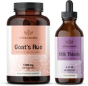 HERBAMAMA Goat's Rue and Milk Thistle Kit - Bundle di 1200 mg Goat's Rue Capsules & Milk Thistle Liver Detox Drops 4 fl oz - Vegan, Non-GMO, Sugar & Alcohol-Free - 2 Pack